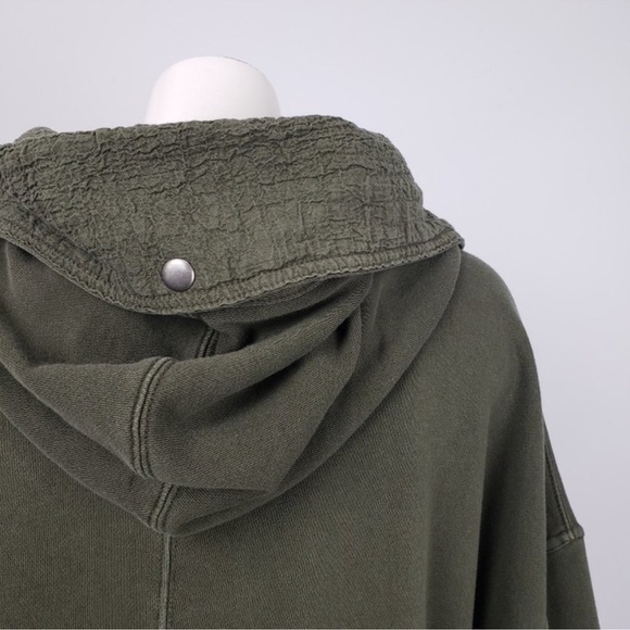 Free People oversized embroidered jacket cardigan with hood size medium green - Picture 8 of 11